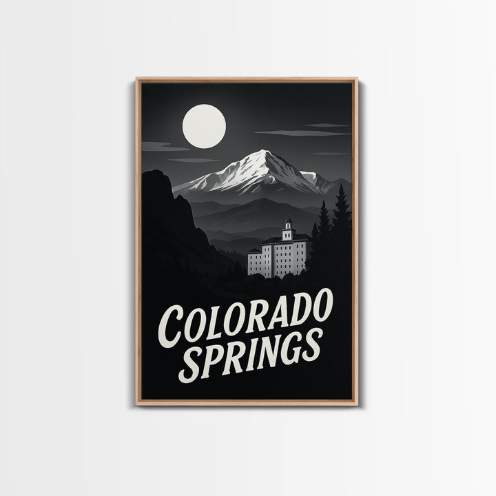 Colorado Springs Travel Poster, Canvas Print, Black And White Travel Art, Colorado Springs City Art, Travel Poster Art, City Illustration