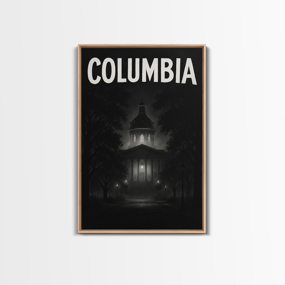 Columbia Travel Poster, Canvas Print, Dark Moody City Wall Art, Columbia Travel Art, Travel Wall Decor, Travel Art Print, Gift For Travelers