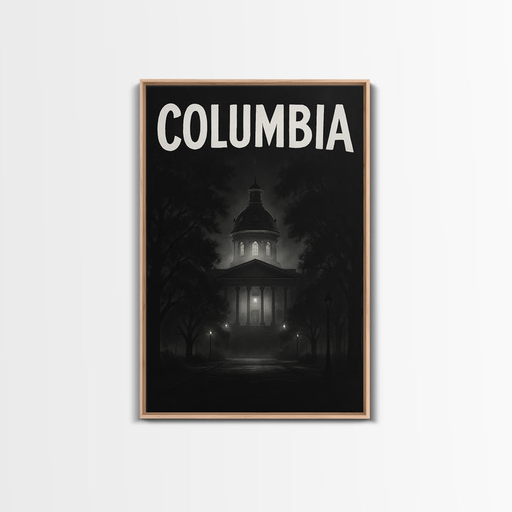 Columbia Travel Poster, Canvas Print, Dark Moody City Wall Art, Columbia Travel Art, Travel Wall Decor, Travel Art Print, Gift For Travelers