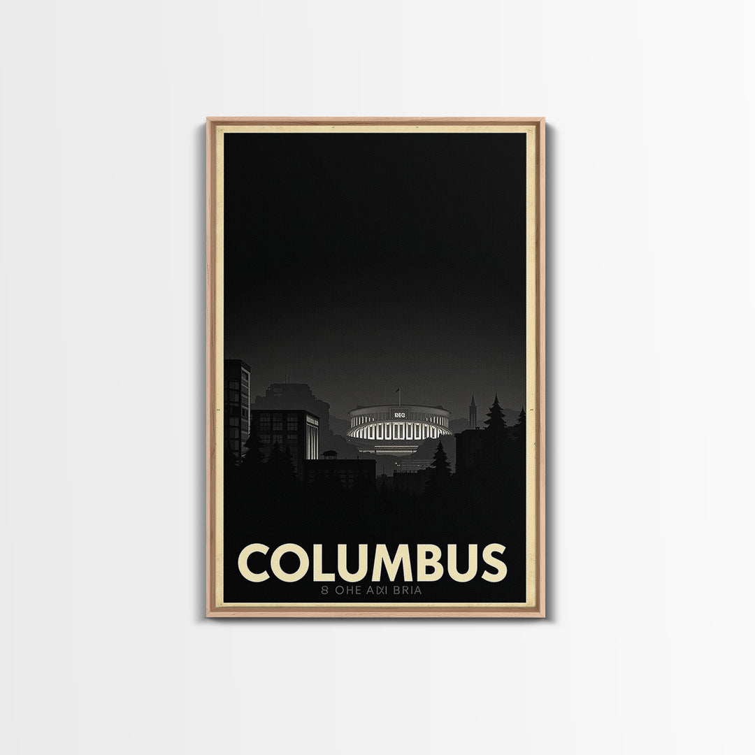 Columbus Travel Poster, Canvas Print, Vintage Noir Poster Art, Columbus City Art, Travel Art Print, Living Room Wall Art, City Travel Prints