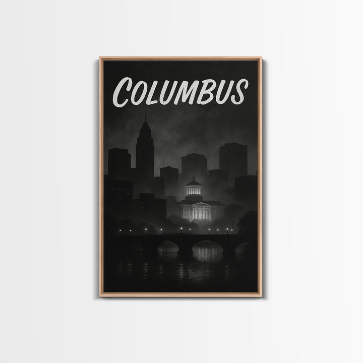 Columbus Travel Poster, Canvas Print, Vintage Noir Poster Art, Columbus Wall Art, Travel Poster Art, Vintage Travel Print, Travel Wall Art