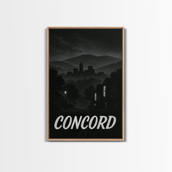 Concord California Travel Poster, Framed Canvas Print, Black And White Travel Art, Concord Travel Art, Travel Wall Art, City Illustration