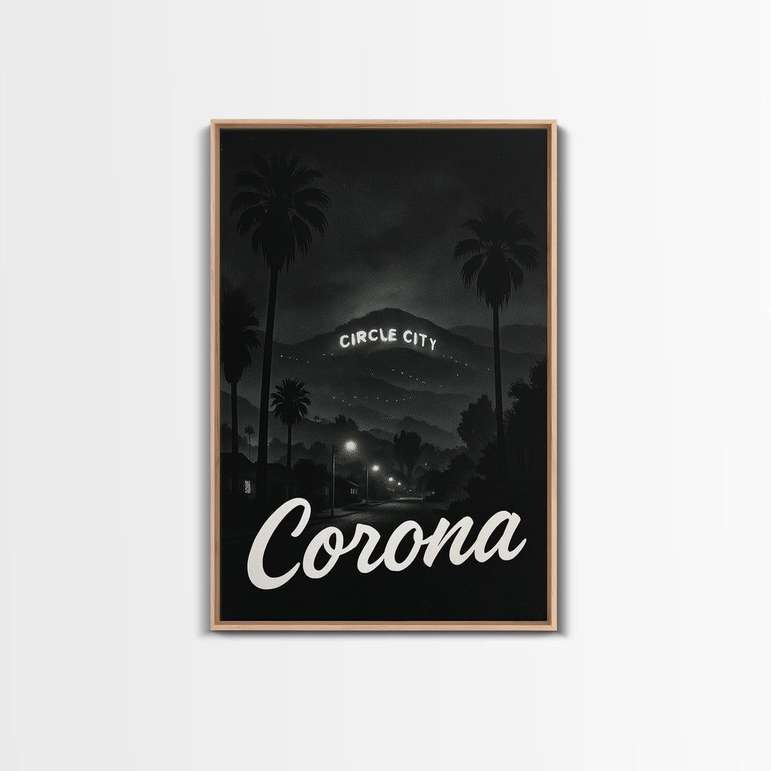 Corona California Travel Poster, Canvas Print, Dark Moody City Wall Art, Corona Poster Print, Travel Poster Set, Travel Wall Art, Home Decor
