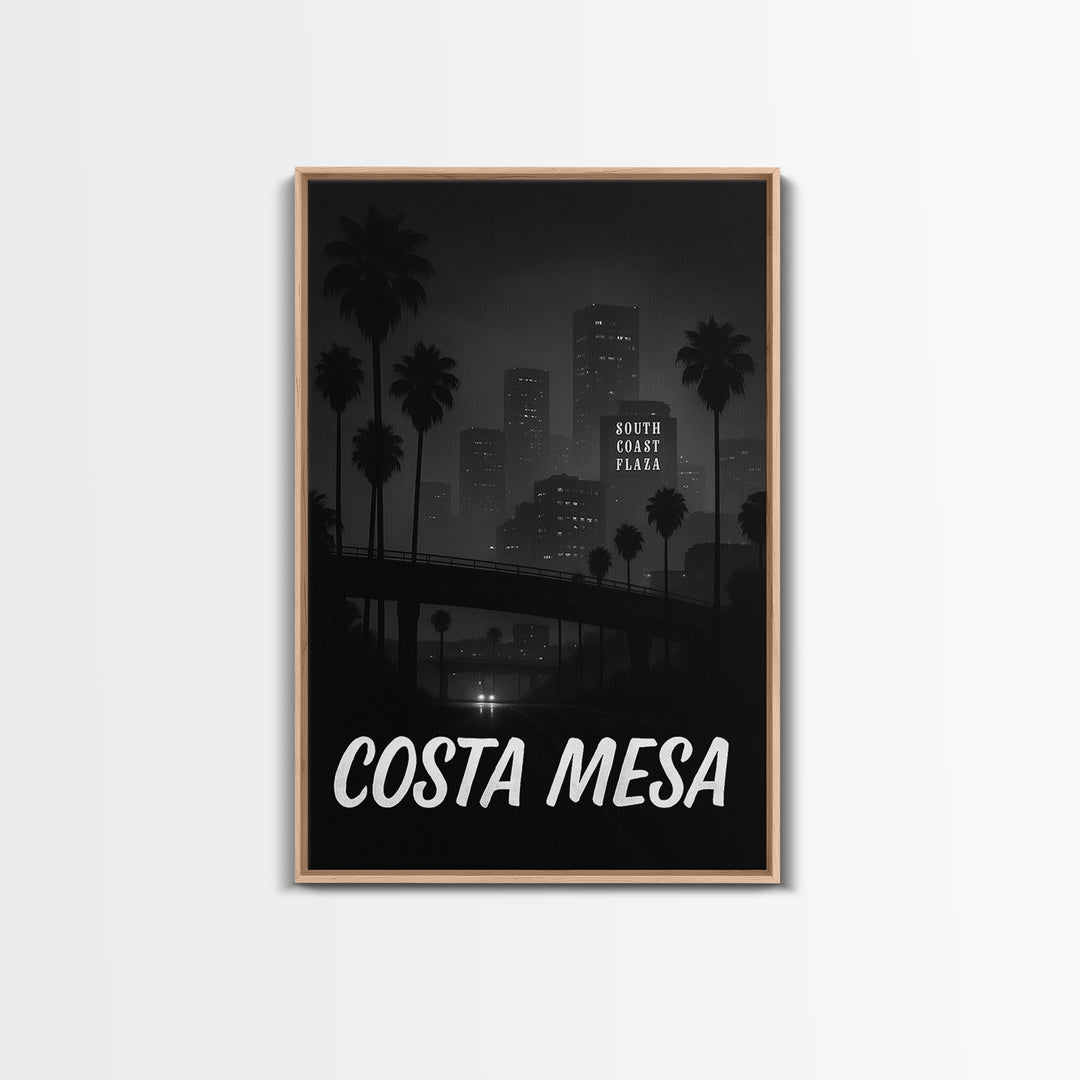 Costa Mesa California Travel Poster, Canvas Print, Vintage Noir Poster Art, Costa Mesa Art Print, Travel Wall Art, Art Print