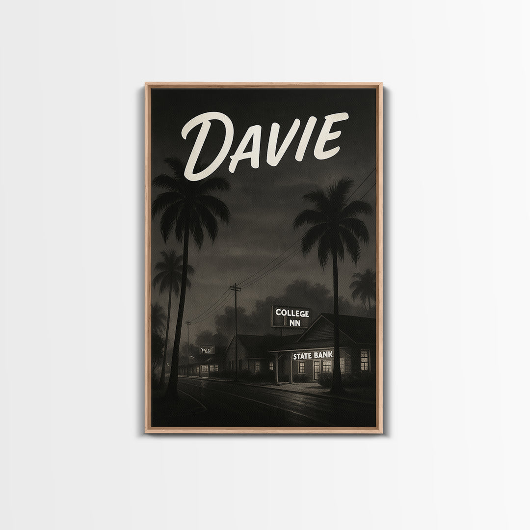 Davie Florida Travel Poster, Canvas Print, Black And White Travel Art, Davie Art Print, City Poster, Travel Wall Art, Travel Art Print