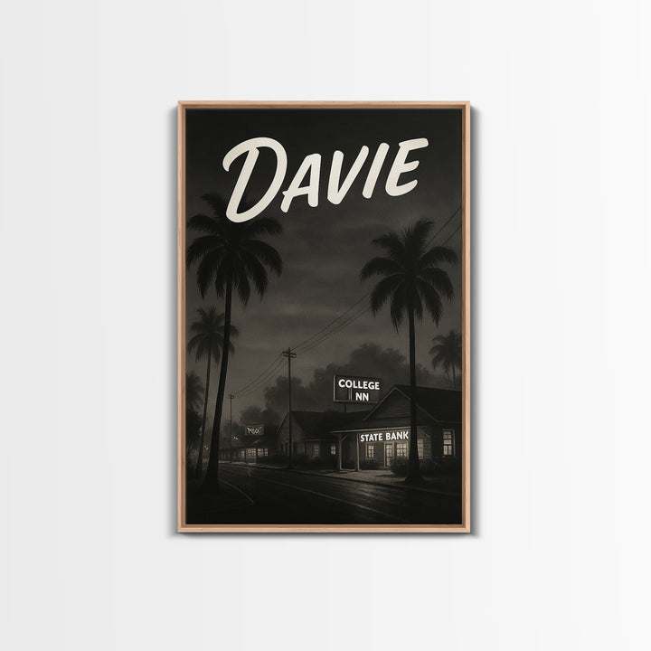 Davie Florida Travel Poster, Canvas Print, Black And White Travel Art, Davie Art Print, City Poster, Travel Wall Art, Travel Art Print