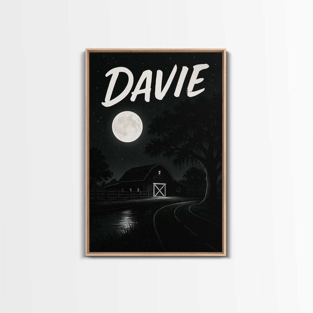 Davie Travel Poster, Canvas Print, Night Street Poster Art, Davie Poster Print, Travel Poster Art, Travel Wall Art, Wanderlust Decor