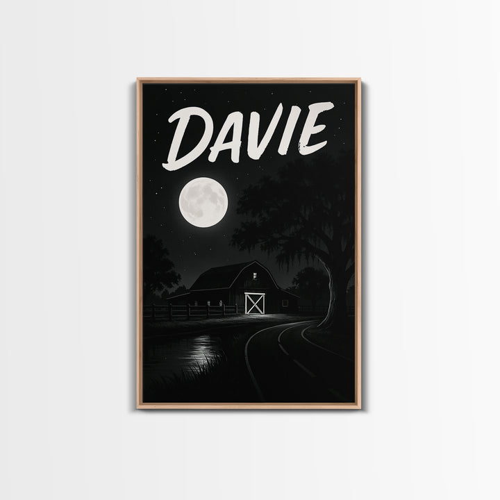 Davie Travel Poster, Canvas Print, Night Street Poster Art, Davie Poster Print, Travel Poster Art, Travel Wall Art, Wanderlust Decor