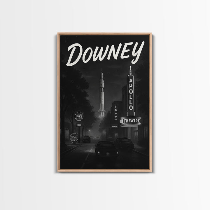 Downey California Travel Poster, Canvas Print, Black And White Travel Art, Downey Art Print, Travel Prints, City Poster, Travel Print