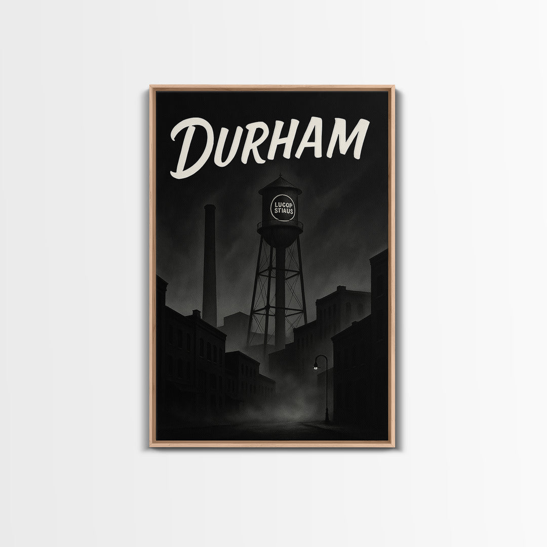 Durham North Carolina Travel Poster, Canvas Print, Night Street Poster Art, Durham City Art, City Art Print, Poster Art, Vintage City Art