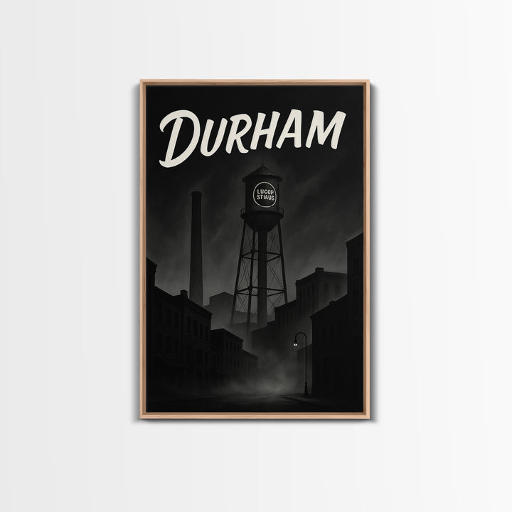 Durham North Carolina Travel Poster, Canvas Print, Night Street Poster Art, Durham City Art, City Art Print, Poster Art, Vintage City Art