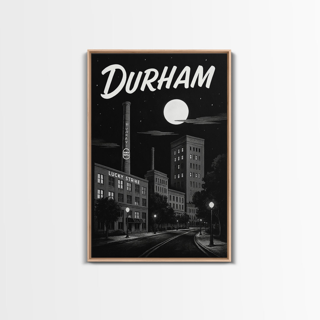 Durham Travel Poster, Framed Canvas Print, Vintage Noir Poster Art, Durham Art Print, Retro Travel Print, Vintage Travel Print