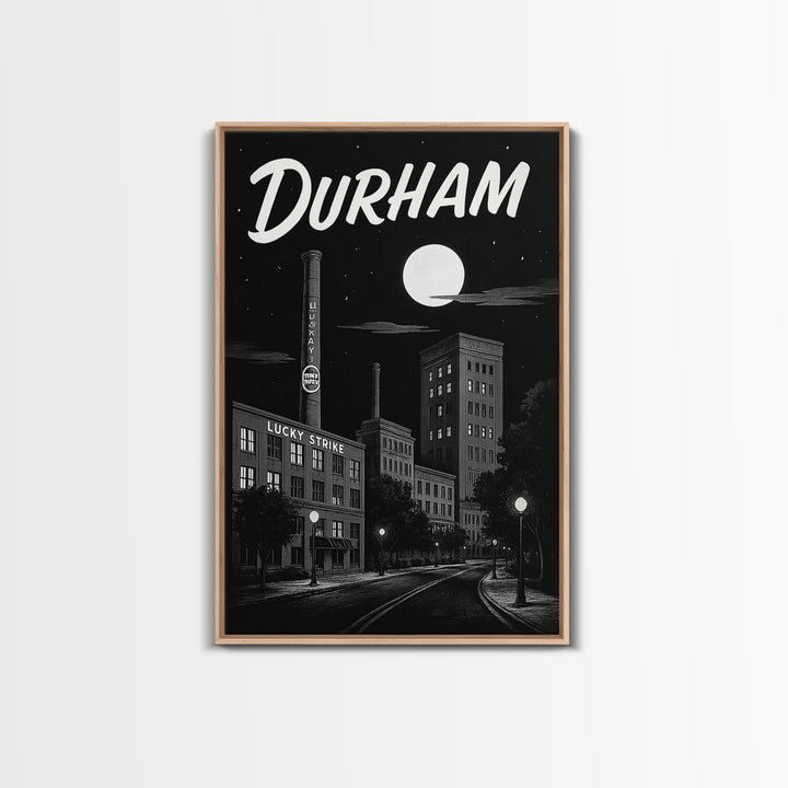 Durham Travel Poster, Framed Canvas Print, Vintage Noir Poster Art, Durham Art Print, Retro Travel Print, Vintage Travel Print