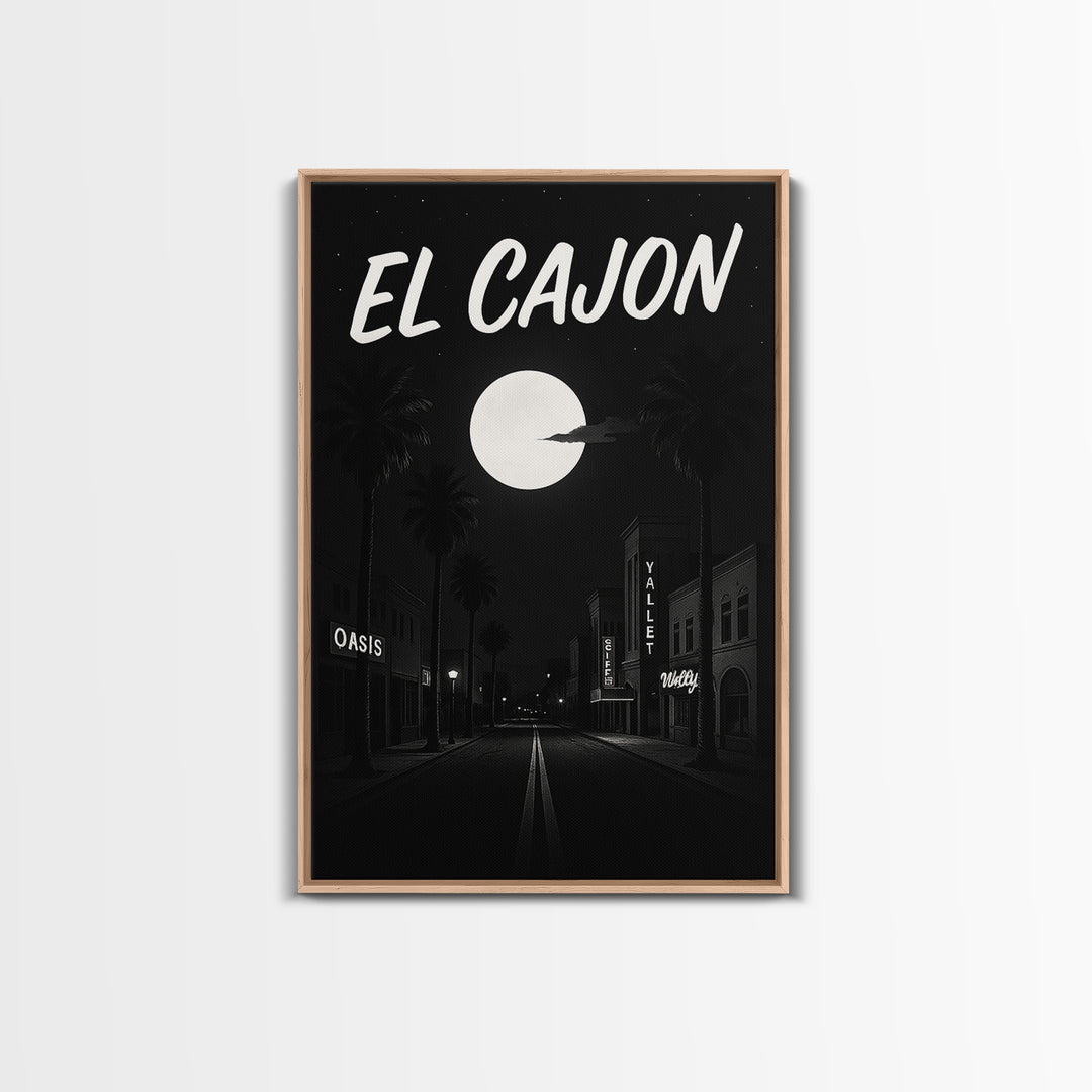 El Cajon California Travel Poster, Canvas Print, Dark Moody City Wall Art, El Cajon Poster Print, Travel Art Print, Retro Travel Print