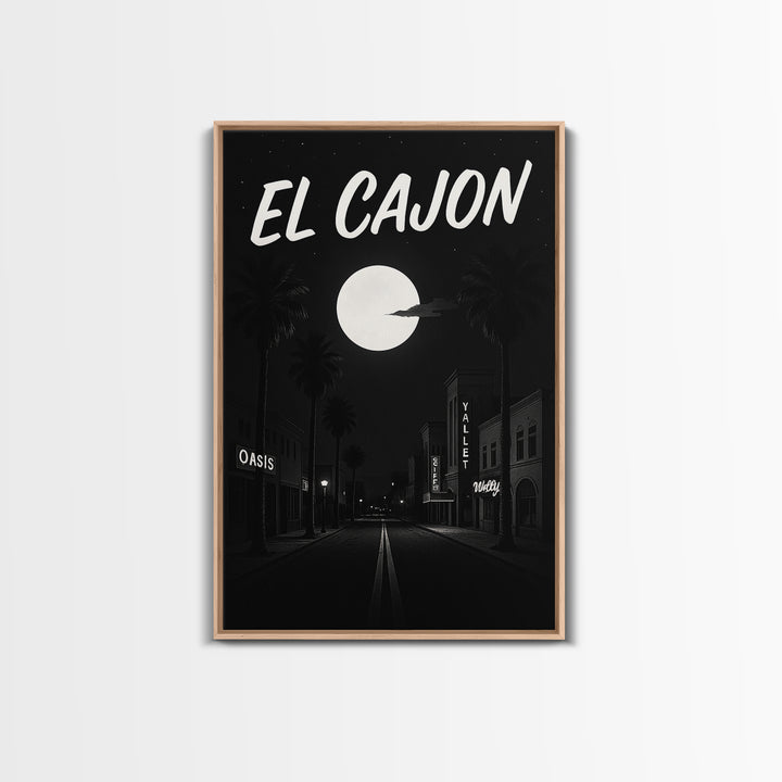 El Cajon California Travel Poster, Canvas Print, Dark Moody City Wall Art, El Cajon Poster Print, Travel Art Print, Retro Travel Print