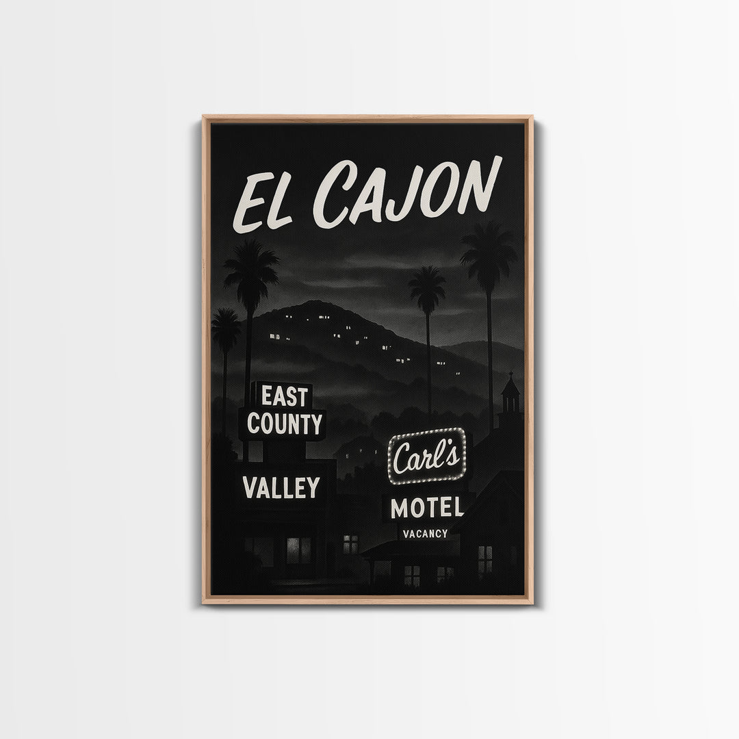 El Cajon Travel Poster, Canvas Print, Black And White Travel Art, El Cajon Poster Print, Living Room Wall Art, Vintage City Poster