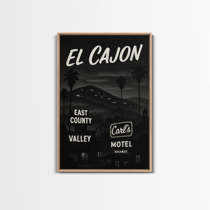 El Cajon Travel Poster, Canvas Print, Black And White Travel Art, El Cajon Poster Print, Living Room Wall Art, Vintage City Poster