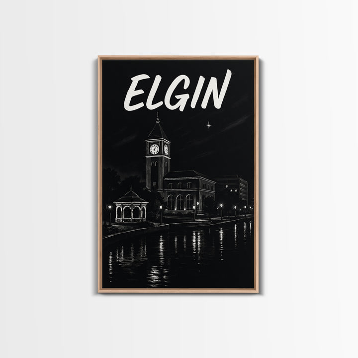 Elgin Travel Poster, Framed Canvas Print, Dark Moody City Wall Art, Elgin City Art, Travel Art Print, Gift For Travelers, Travel Poster Set