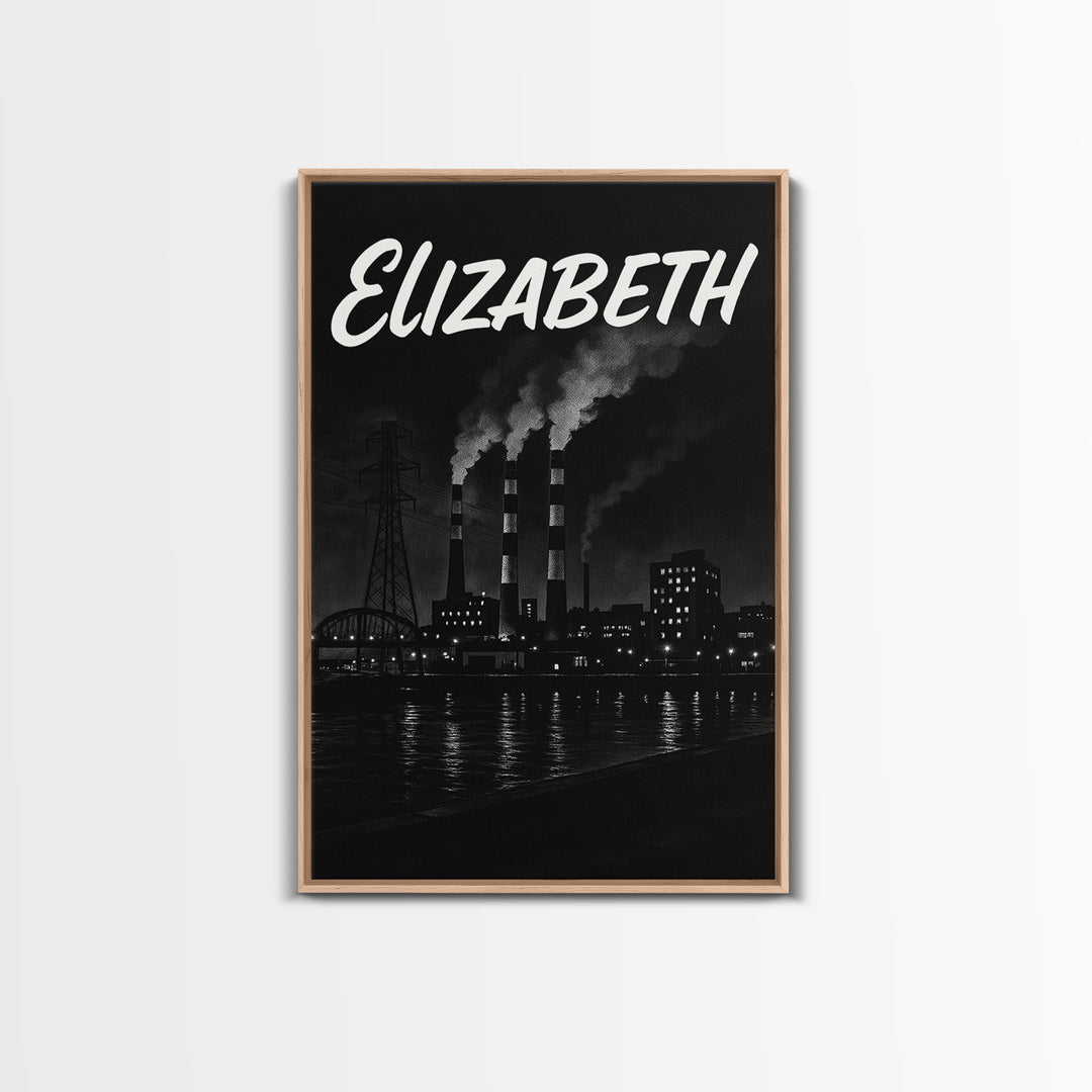 Elizabeth Travel Poster, Framed Canvas Print, Vintage Noir Poster Art, Elizabeth Art Print, Vintage City Poster, Mid Century Wall Art