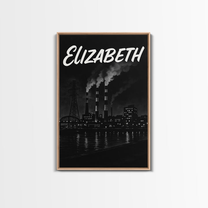 Elizabeth Travel Poster, Framed Canvas Print, Vintage Noir Poster Art, Elizabeth Art Print, Vintage City Poster, Mid Century Wall Art