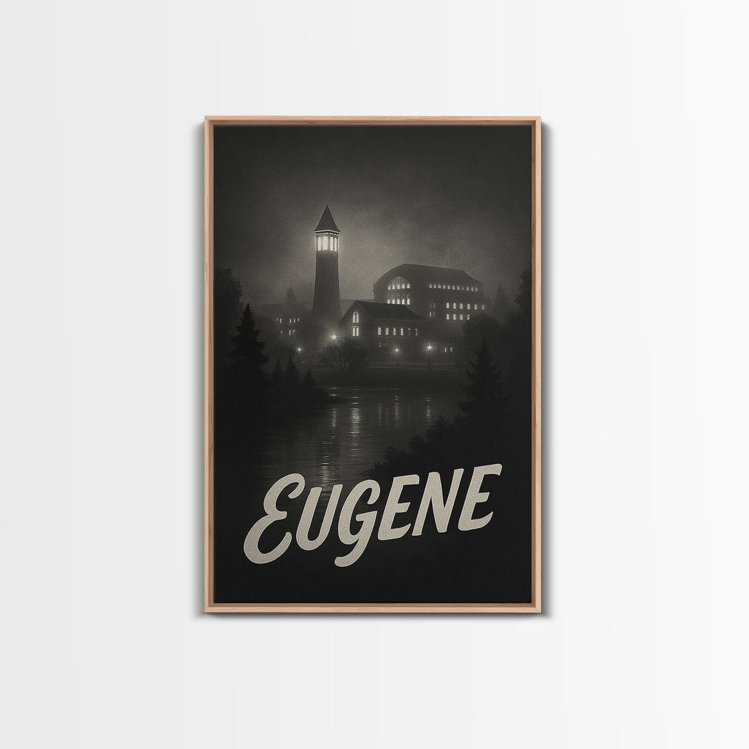 Eugene Oregon Travel Poster, Canvas Print, Black And White Travel Art, Eugene Travel Art, City Art Print, Gift For Travelers, Poster Art