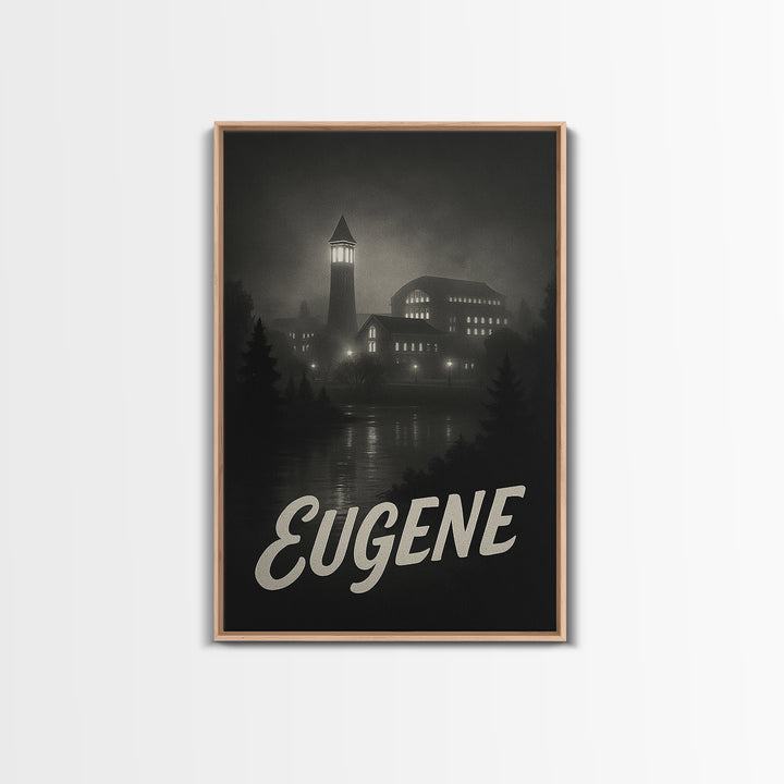 Eugene Oregon Travel Poster, Canvas Print, Black And White Travel Art, Eugene Travel Art, City Art Print, Gift For Travelers, Poster Art