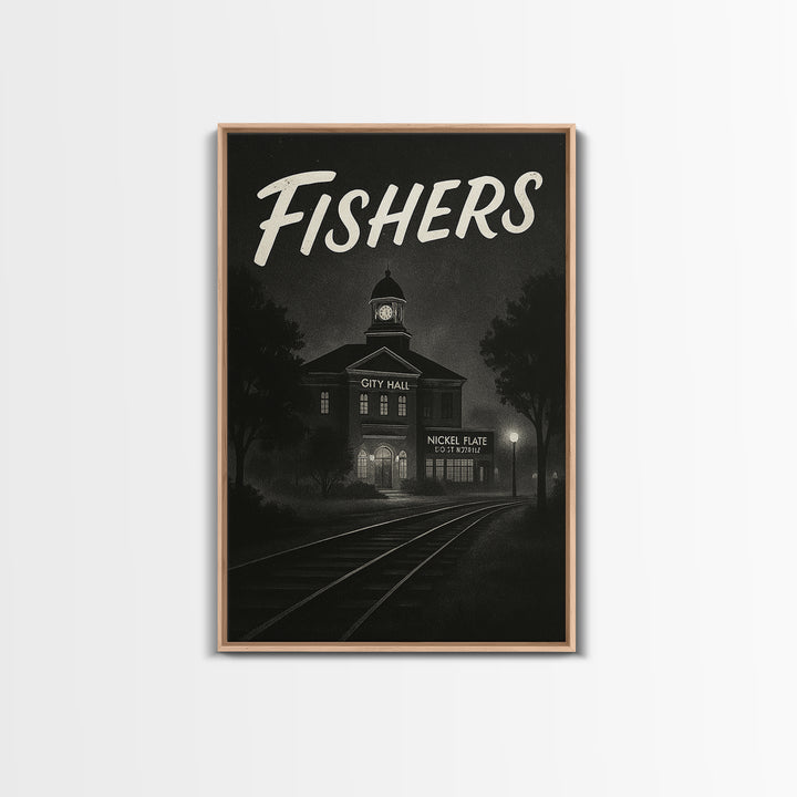 Fishers Indiana Travel Poster, Canvas Print, Night Street Poster Art, Fishers City Art, Modern Wall Decor, City Travel Prints, Art Print