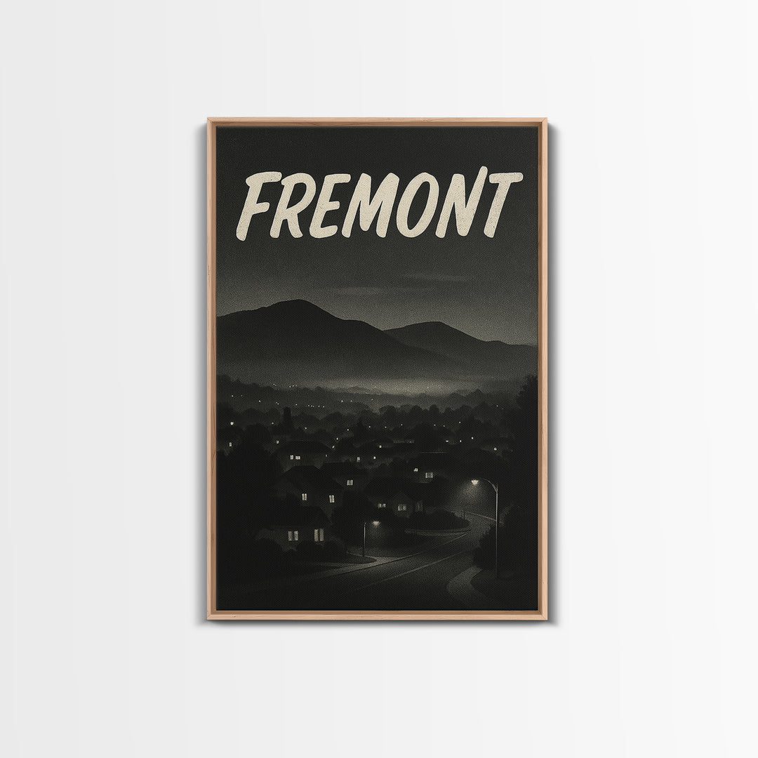 Fremont California Travel Poster, Canvas Print, Black And White Travel Art, Fremont Art Print, Office Decor, Travel Wall Art