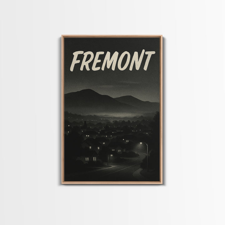 Fremont California Travel Poster, Canvas Print, Black And White Travel Art, Fremont Art Print, Office Decor, Travel Wall Art