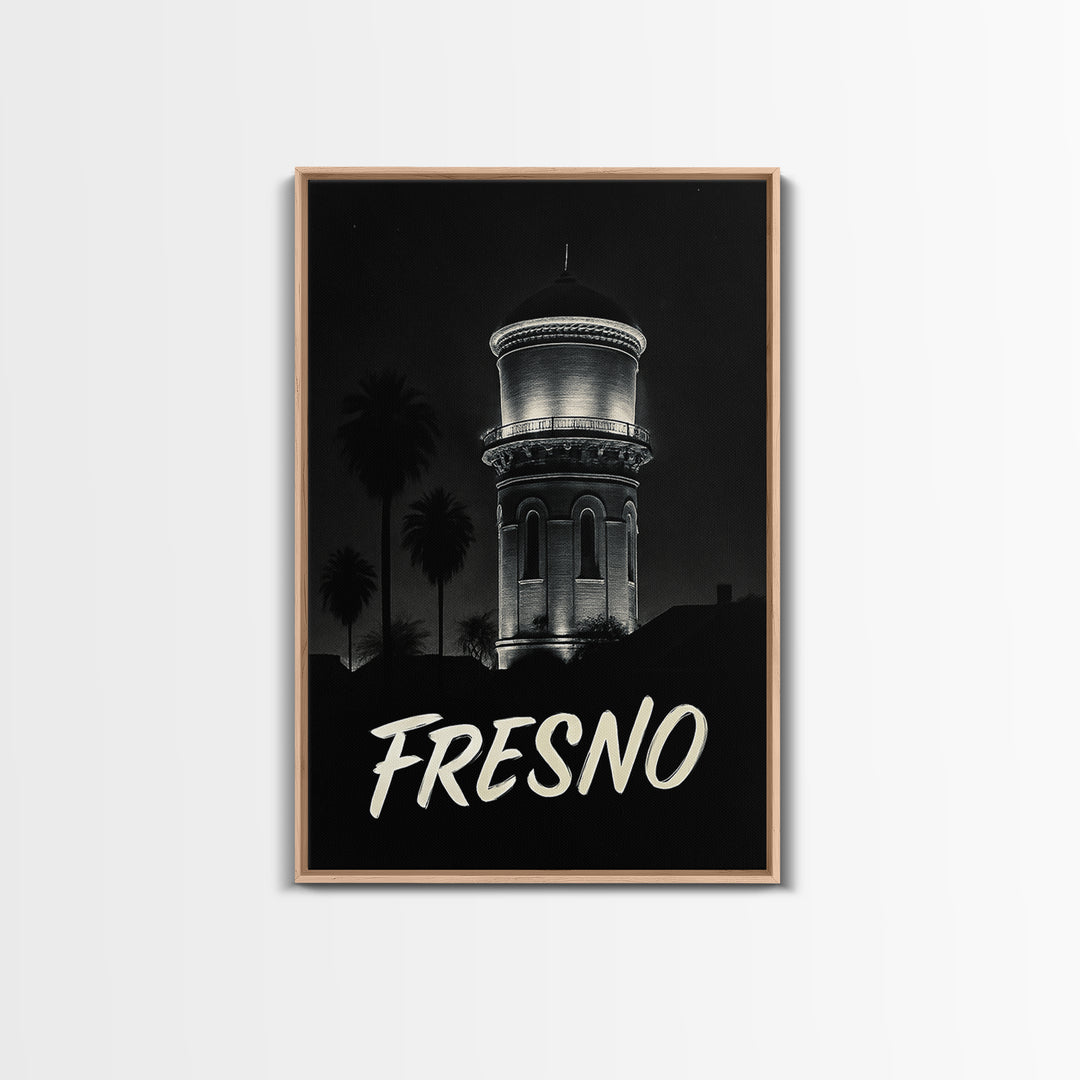Fresno California Travel Poster, Canvas Print, Vintage Noir Poster Art, Fresno City Art, Vintage Travel Art, Fine Art Print, Wall Art