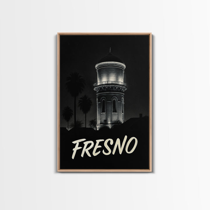 Fresno California Travel Poster, Canvas Print, Vintage Noir Poster Art, Fresno City Art, Vintage Travel Art, Fine Art Print, Wall Art