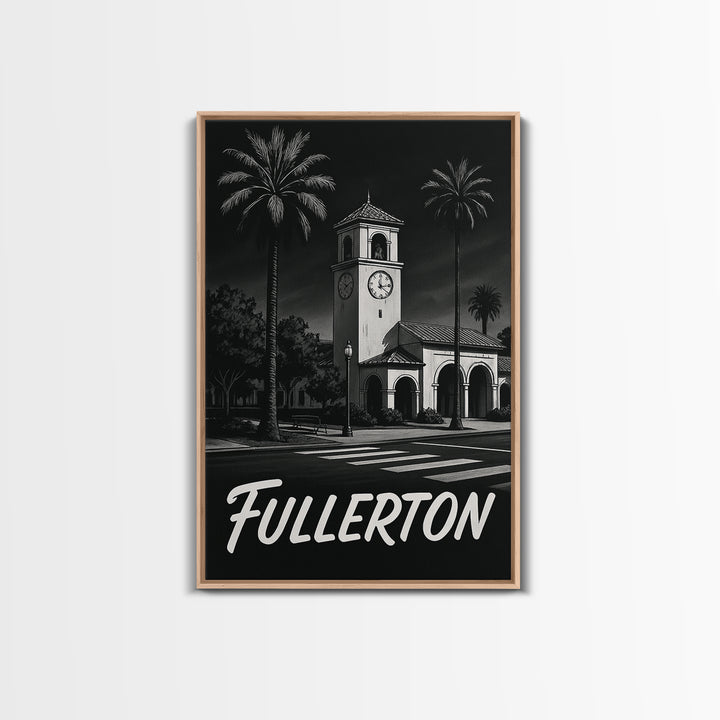 Fullerton California Travel Poster, Canvas Print, Black And White Travel Art, Fullerton Poster Print, Vintage Travel Print, Fine Art Print