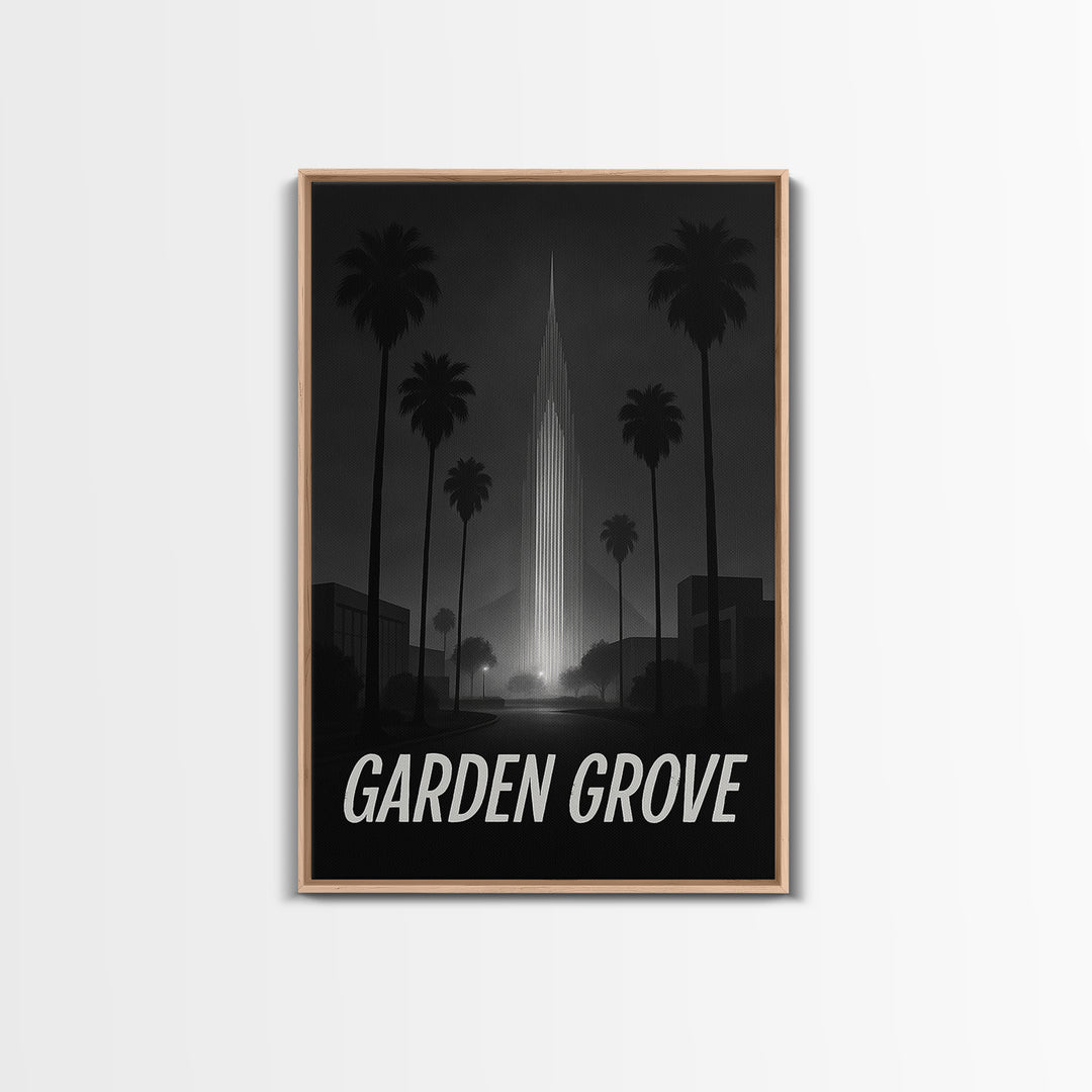 Garden Grove California Travel Poster, Canvas Print, Black And White Travel Art, Garden Grove Travel Art, Eclectic Wall Decor, Poster Art