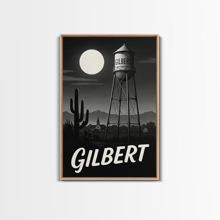 Gilbert Travel Poster, Canvas Print, Night Street Poster Art, Gilbert Travel Art, Eclectic Wall Decor, Fine Art Print, Wanderlust Decor