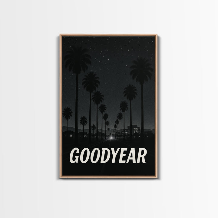 Goodyear Arizona Travel Poster, Canvas Print, Black And White Travel Art, Goodyear Art Print, Watercolor Downtown Skyline, City Illustration