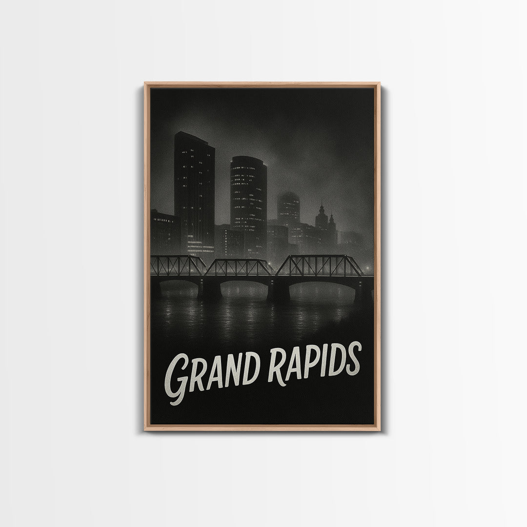 Grand Prairie Travel Poster, Canvas Print, Night Street Poster Art, Grand Prairie Travel Art, Eclectic Wall Decor, Home Office Decor