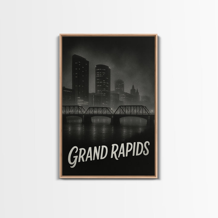 Grand Prairie Travel Poster, Canvas Print, Night Street Poster Art, Grand Prairie Travel Art, Eclectic Wall Decor, Home Office Decor