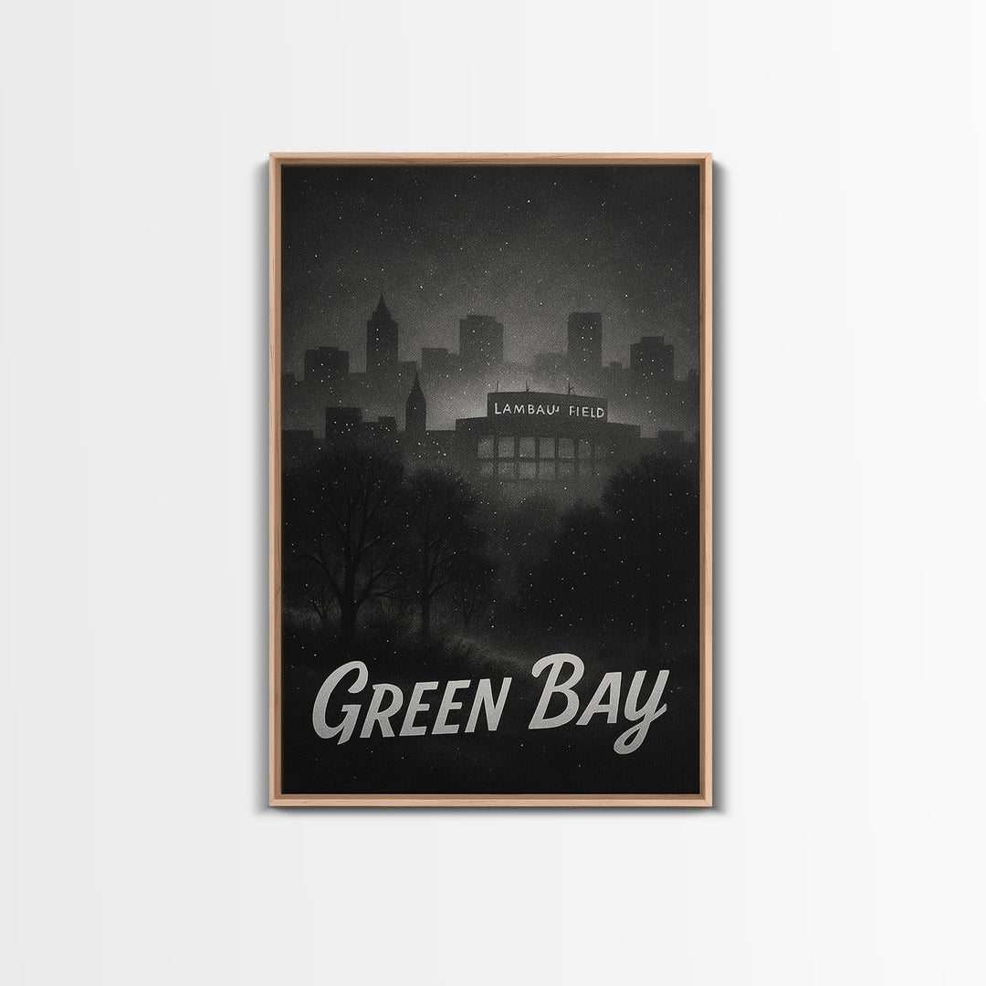 Green Bay Wisconsin Travel Poster, Canvas Print, Vintage Noir Poster Art, Green Bay Poster Print, Vintage City Poster, Vintage City Art