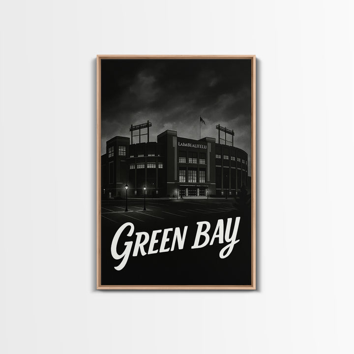 Green Bay Travel Poster, Canvas Print, Dark Moody City Wall Art, Green Bay Travel Art, Modern Wall Decor, Travel Poster Set, City Poster
