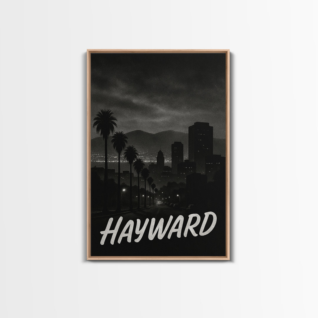 Hayward California Travel Poster, Canvas Print, Black And White Travel Art, Hayward City Art, Wall Decor, City Art Print, Gift For Travelers