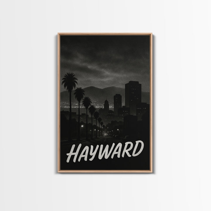 Hayward California Travel Poster, Canvas Print, Black And White Travel Art, Hayward City Art, Wall Decor, City Art Print, Gift For Travelers