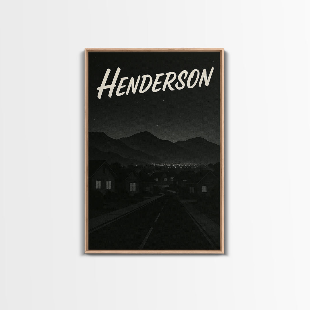 Henderson Nevada Travel Poster, Canvas Print, Black And White Travel Art, Henderson City Art, City Travel Prints, Watercolor Cityscape