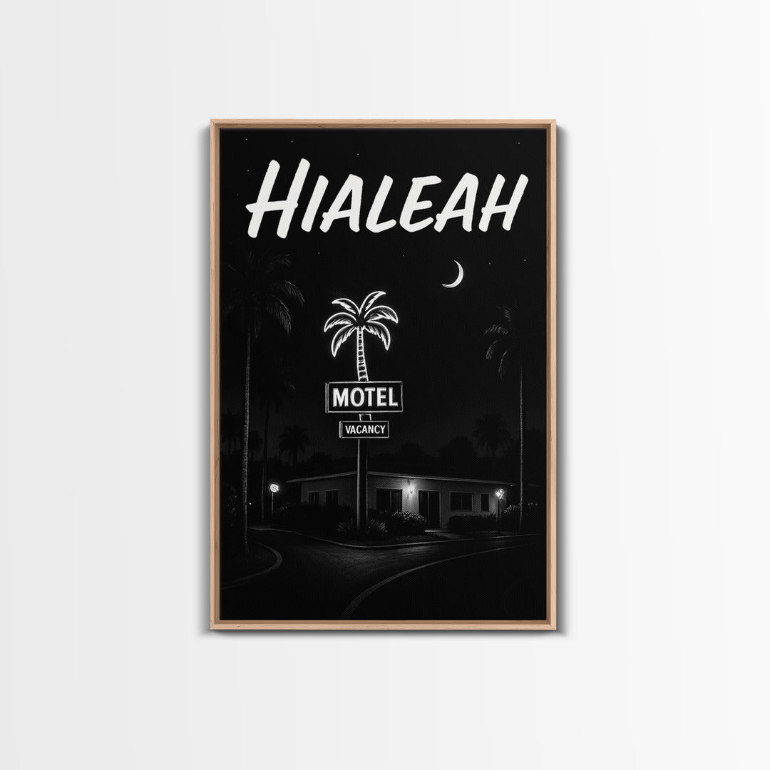 Hialeah Travel Poster, Framed Canvas Print, Vintage Noir Poster Art, Hialeah Art Print, Mid Century Wall Art, Vintage Travel Art