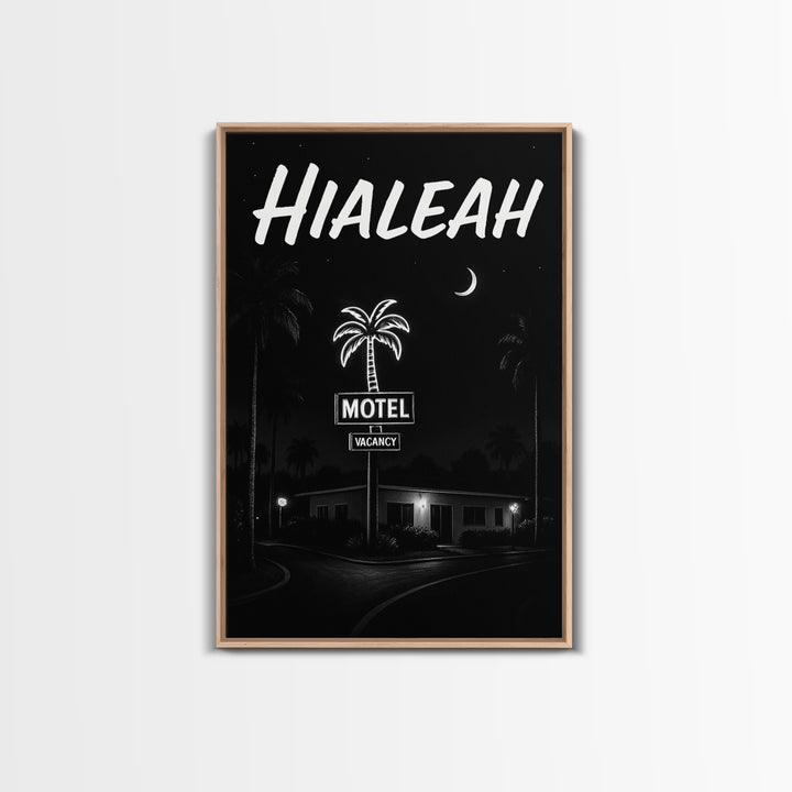 Hialeah Travel Poster, Framed Canvas Print, Vintage Noir Poster Art, Hialeah Art Print, Mid Century Wall Art, Vintage Travel Art