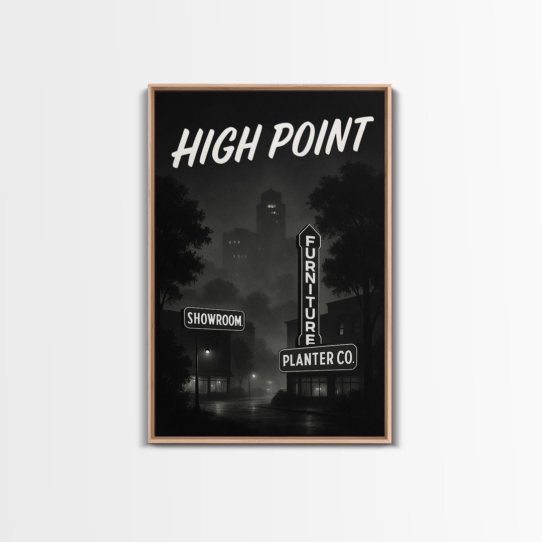 High Point North Carolina Travel Poster, Canvas Print, Night Street Poster Art, High Point Art Print, Gift For Travelers, Watercolor Skyline