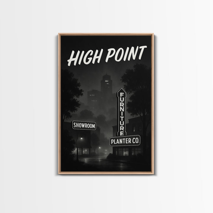 High Point North Carolina Travel Poster, Canvas Print, Night Street Poster Art, High Point Art Print, Gift For Travelers, Watercolor Skyline