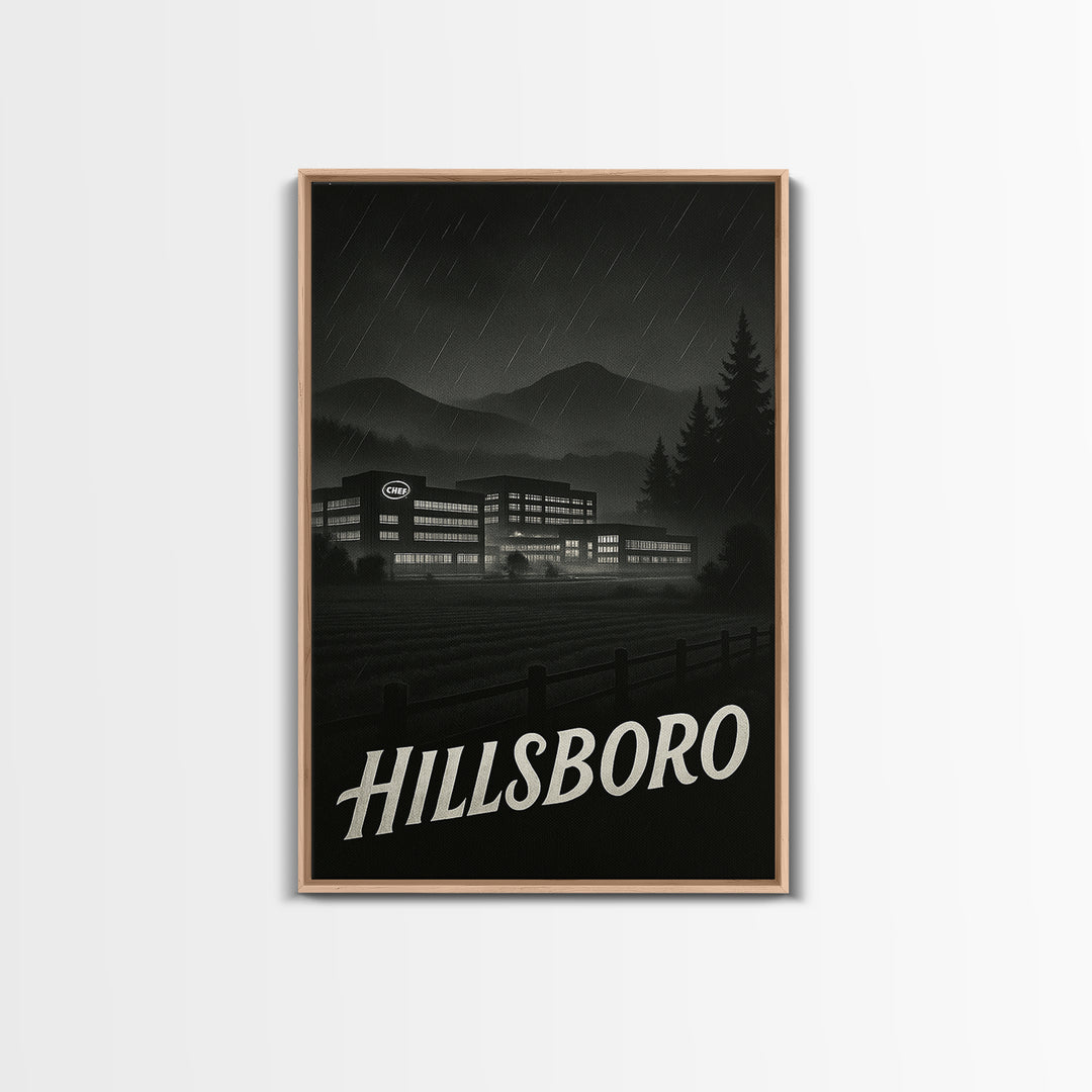 Hillsboro Oregon Travel Poster, Canvas Print, Black And White Travel Art, Hillsboro Poster Print, Wanderlust Decor, Eclectic Wall Decor
