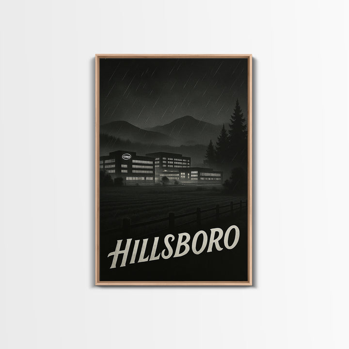Hillsboro Oregon Travel Poster, Canvas Print, Black And White Travel Art, Hillsboro Poster Print, Wanderlust Decor, Eclectic Wall Decor