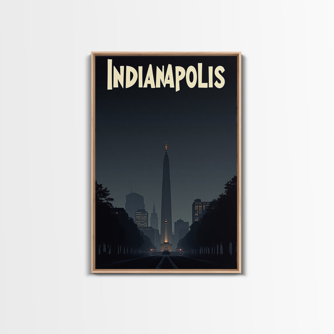 Indianapolis Travel Poster, Canvas Print, Night Street Poster Art, Indianapolis Travel Art, Watercolor Skyline Art, Gift For Travelers