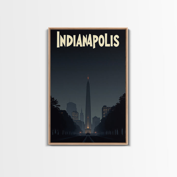 Indianapolis Travel Poster, Canvas Print, Night Street Poster Art, Indianapolis Travel Art, Watercolor Skyline Art, Gift For Travelers